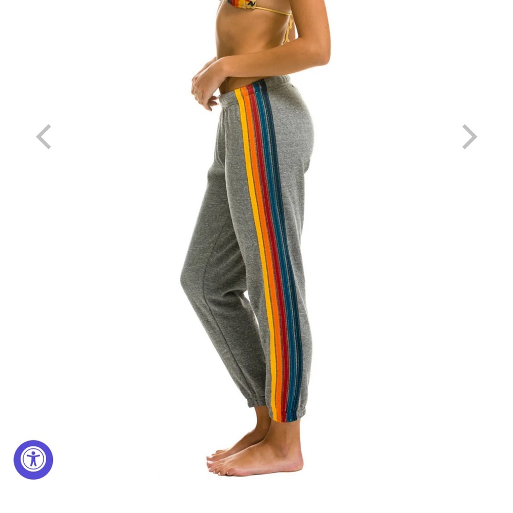 Aviator nation 5 stripe sweatpants size small grey heather.
